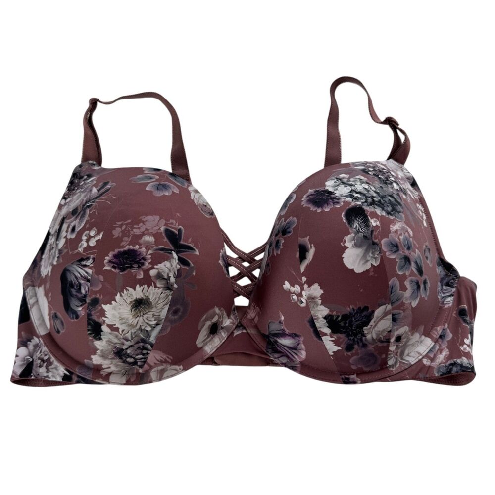 Torrid Bra Size 40DD Mauve Pink Floral Print Lightly Lined Underwire